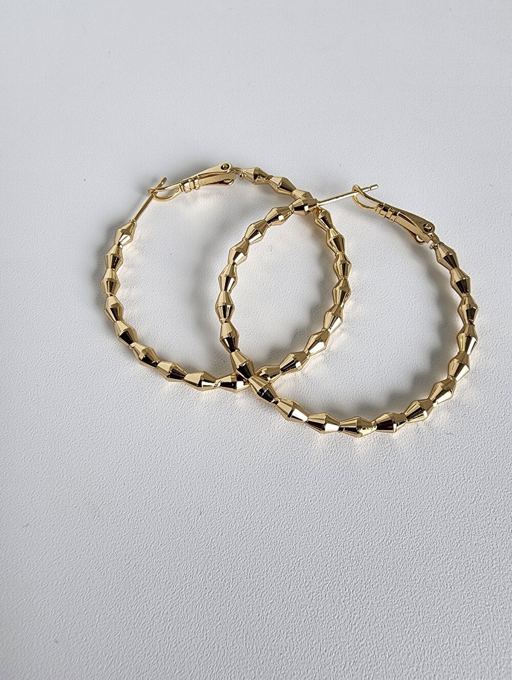 Gold Plated Geometric Hoop Earrings Chunky Statement Hoops 35mm